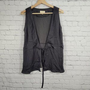 Modcloth Black Sleeveless Tie Waist Drape Vest Wrap V-Neck Top